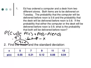 2.  Find the mean and the standard deviation: