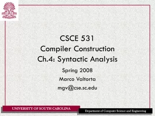 CSCE 531 Compiler Construction Ch.4: Syntactic Analysis