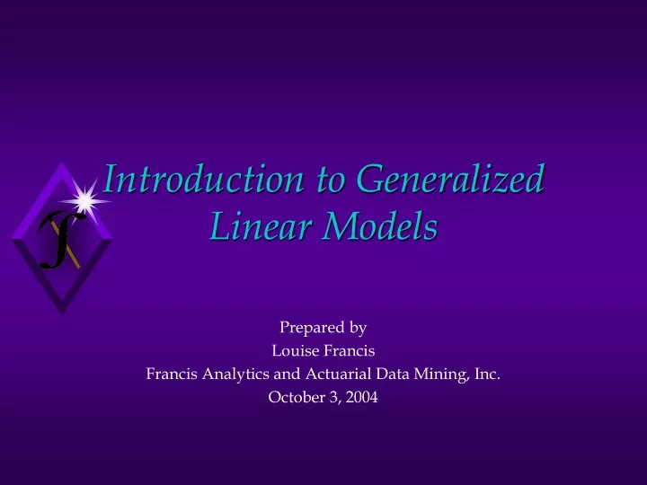 PPT Introduction To Generalized Linear Models PowerPoint Presentation ID