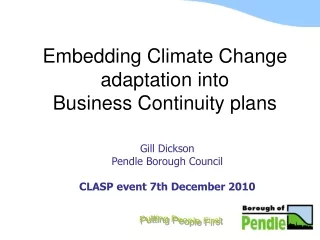 Embedding Climate Change adaptation into  Business Continuity plans