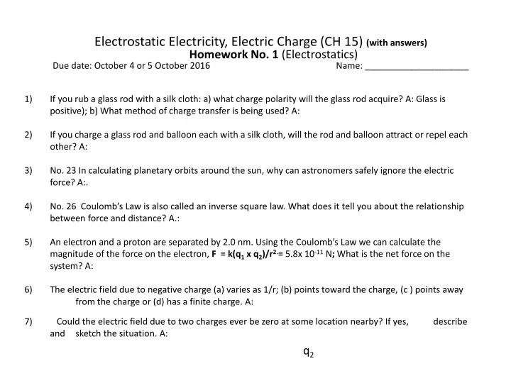 electrostatic electricity electric charge
