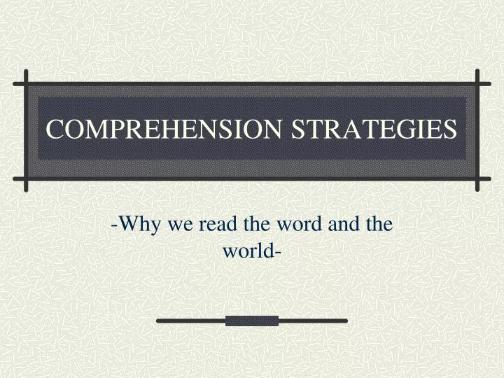 comprehension strategies