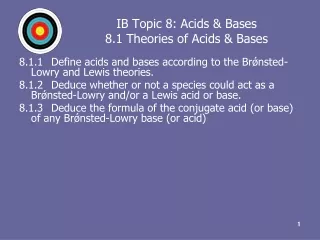 IB Topic 8: Acids &amp; Bases 8.1 Theories of Acids &amp; Bases