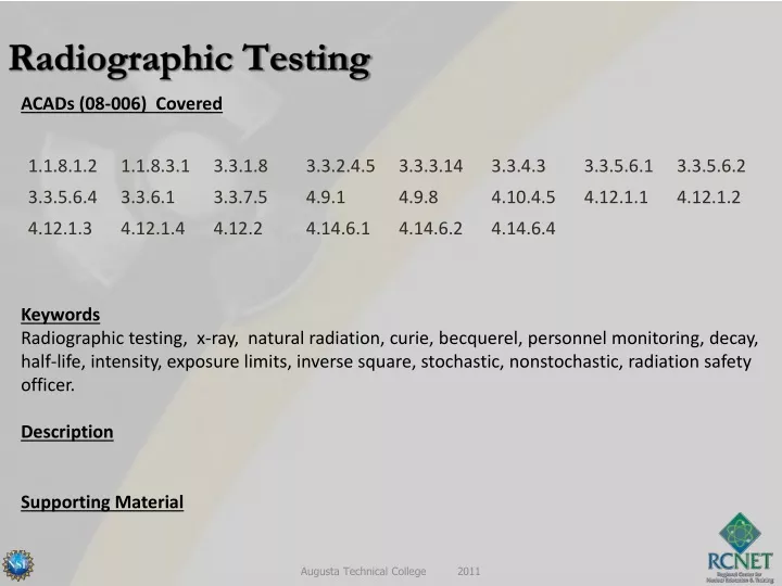 radiographic testing