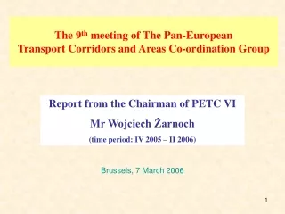 The 9 th  meeting of The Pan-European  Transport Corridors and Areas Co-ordination Group