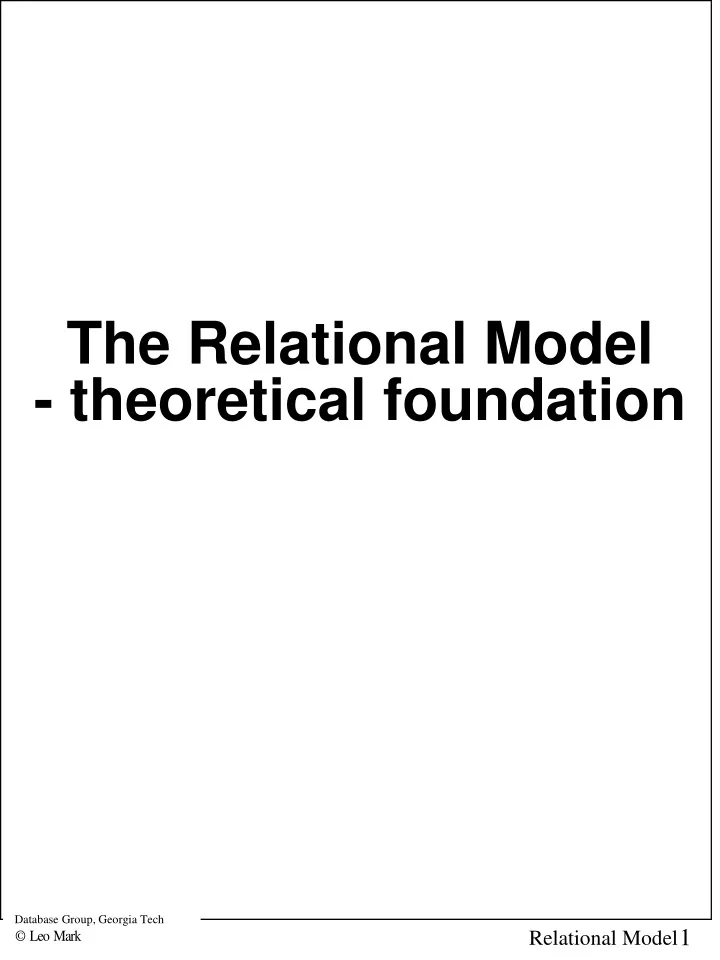 the relational model theoretical foundation