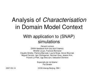 Analysis of  Characterisation in Domain Model Context