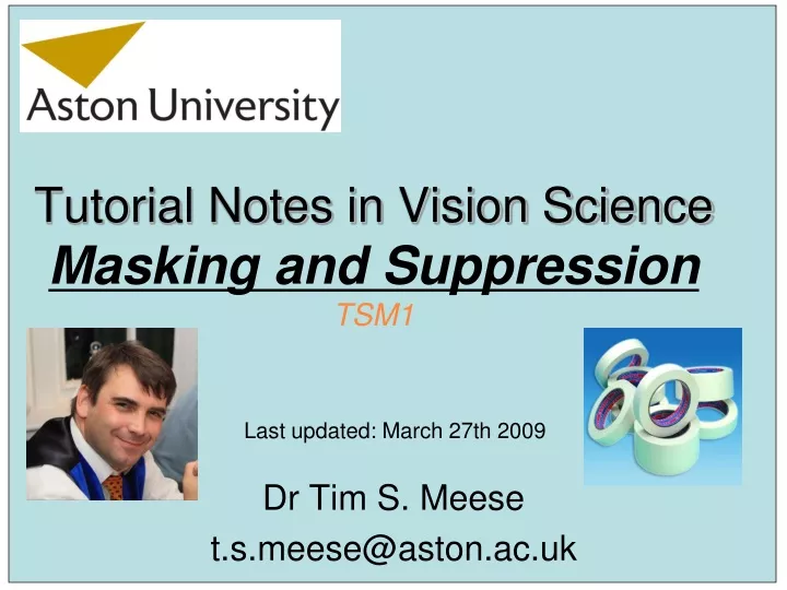 tutorial notes in vision science masking and suppression tsm1