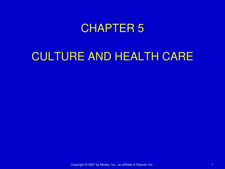 chapter 5 culture and health care