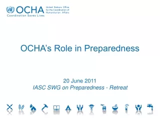 OCHA’s Role in Preparedness 20 June 2011 IASC SWG on Preparedness - Retreat