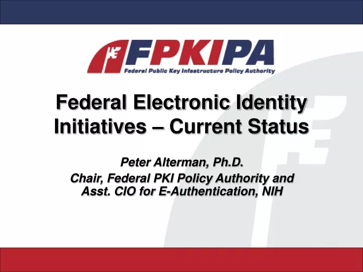 federal electronic identity initiatives current status