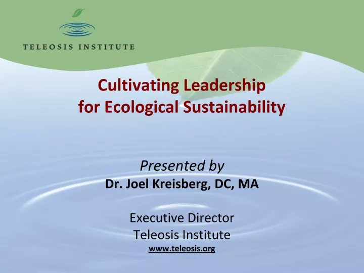 cultivating leadership for ecological sustainability