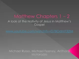 Matthew Chapters 1 – 2