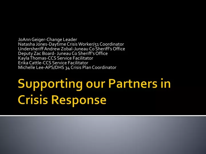 supporting our partners in crisis response