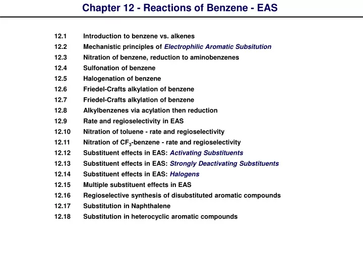 chapter 12 reactions of benzene eas