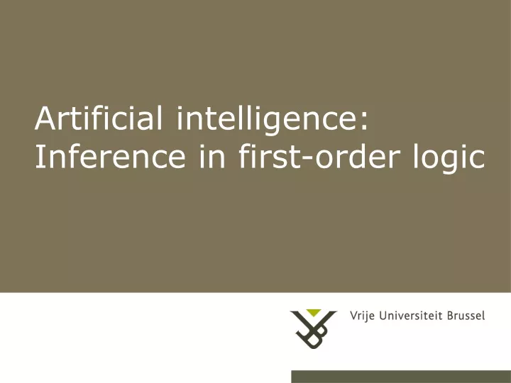 artificial intelligence inference in first order logic