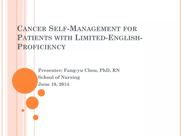 cancer self management for patients with limited english proficiency