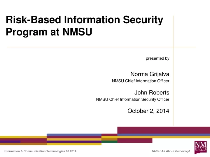 risk based information security program at nmsu