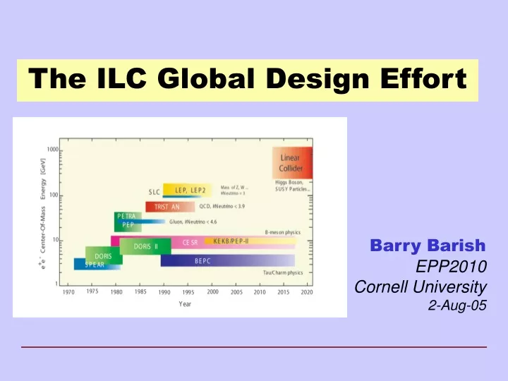 the ilc global design effort
