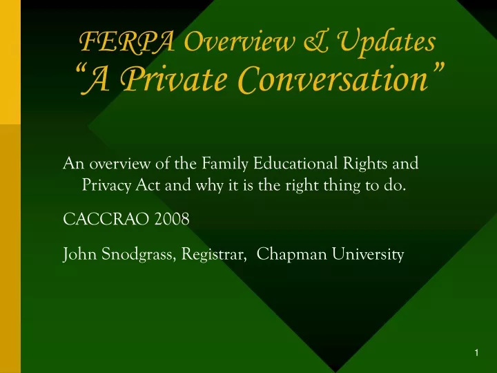 ferpa overview updates a private conversation