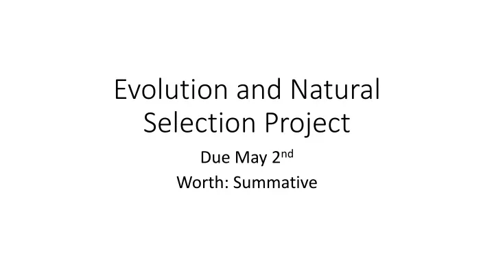 evolution and natural selection project