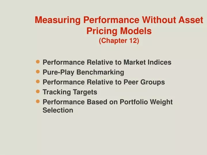 measuring performance without asset pricing models chapter 12
