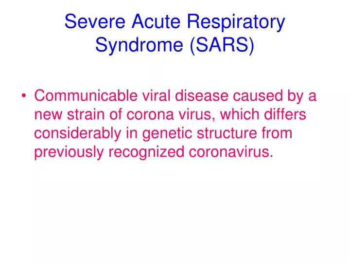 severe acute respiratory syndrome sars