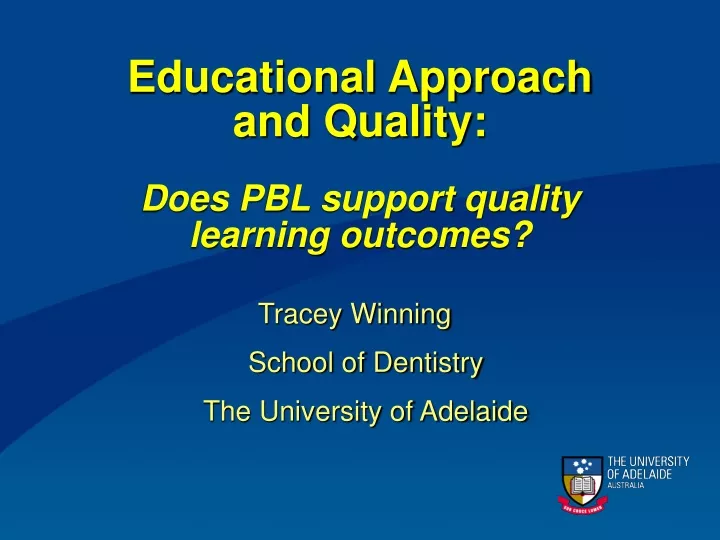 educational approach and quality does pbl support quality learning outcomes