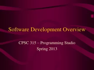 Software Development Overview
