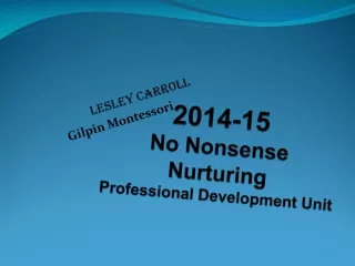 2014-15 No Nonsense Nurturing Professional Development Unit