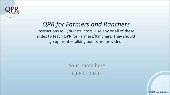 your name here qpr institute