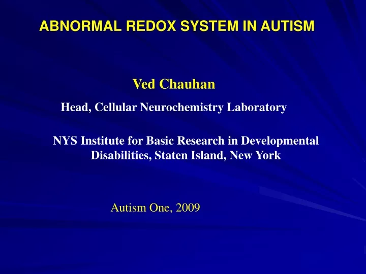 abnormal redox system in autism