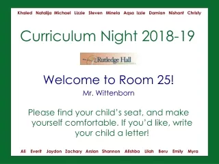 Curriculum Night 2018-19