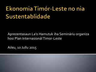 Ekonomia Timór-Leste no nia Sustentablidade