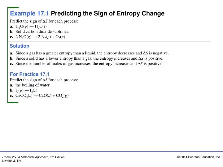 example 17 1 predicting the sign of entropy change