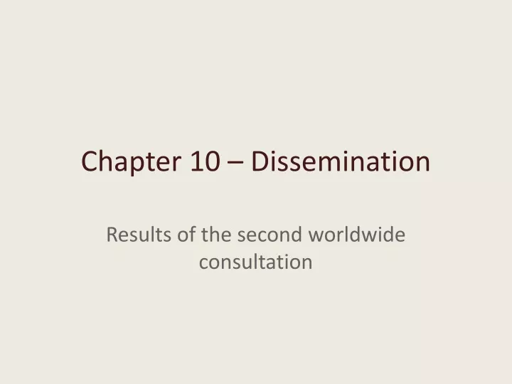 chapter 10 dissemination