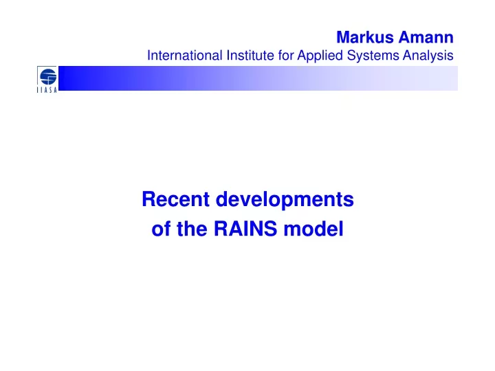 markus amann international institute for applied systems analysis