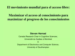 Stevan Harnad Canada Research Chair in Cognitive Sciences,  Université du Québec à Montréal &amp;