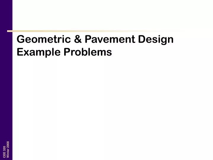 geometric pavement design example problems