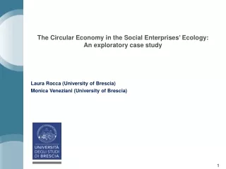 The Circular Economy in the Social Enterprises ’  Ecology: An exploratory case study