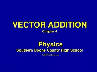 VECTOR ADDITION Chapter 4 Physics Southern Boone County High School Bill Palmer