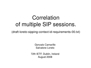 Correlation  of multiple SIP sessions. ( draft-loreto-sipping-context-id-requirements-00.txt )