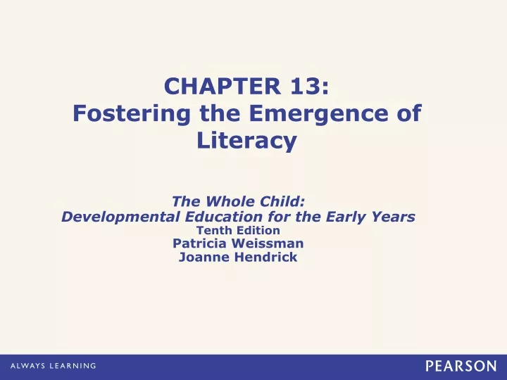 chapter 13 fostering the emergence of literacy