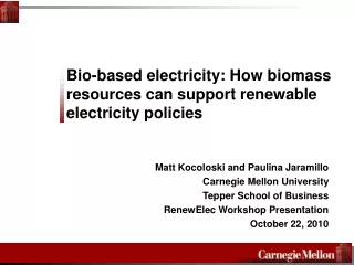 Bio-based electricity: How biomass resources can support renewable electricity policies