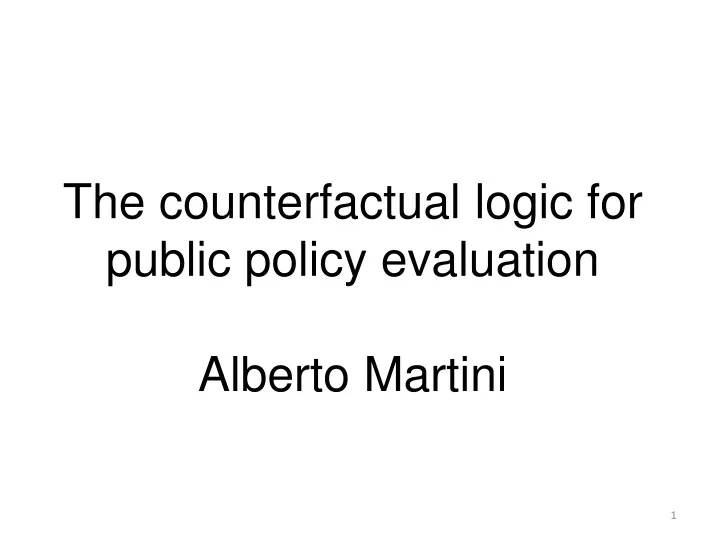 the counterfactual logic for public policy