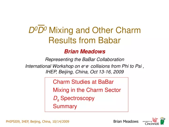 d 0 d 0 mixing and other charm results from babar