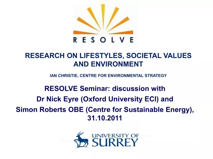 resolve seminar discussion with dr nick eyre