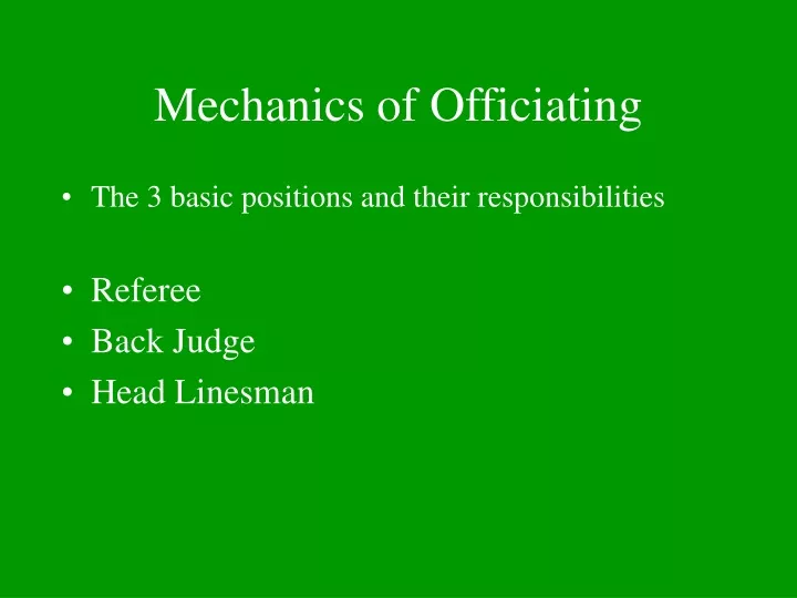 mechanics of officiating