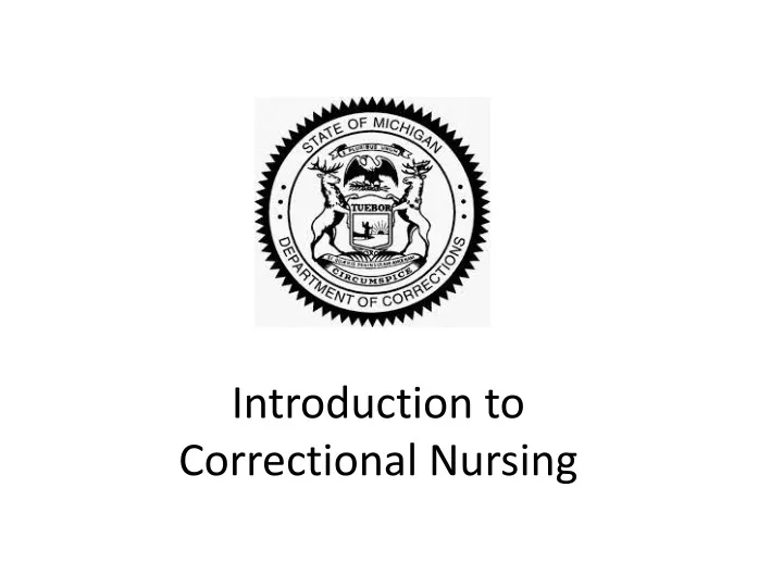introduction to correctional nursing