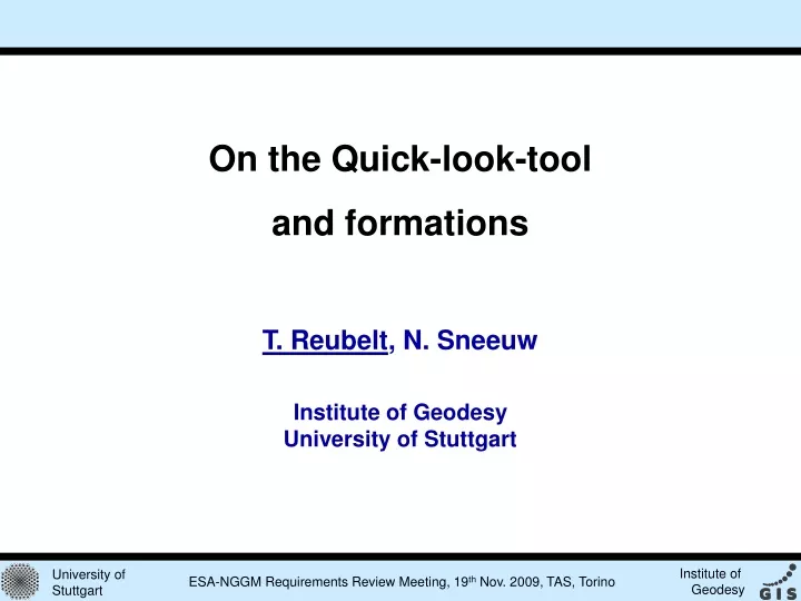 on the quick look tool and formations t reubelt